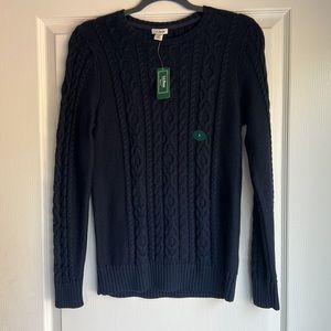 L.L. Bean NWT classic navy cable knit sweater